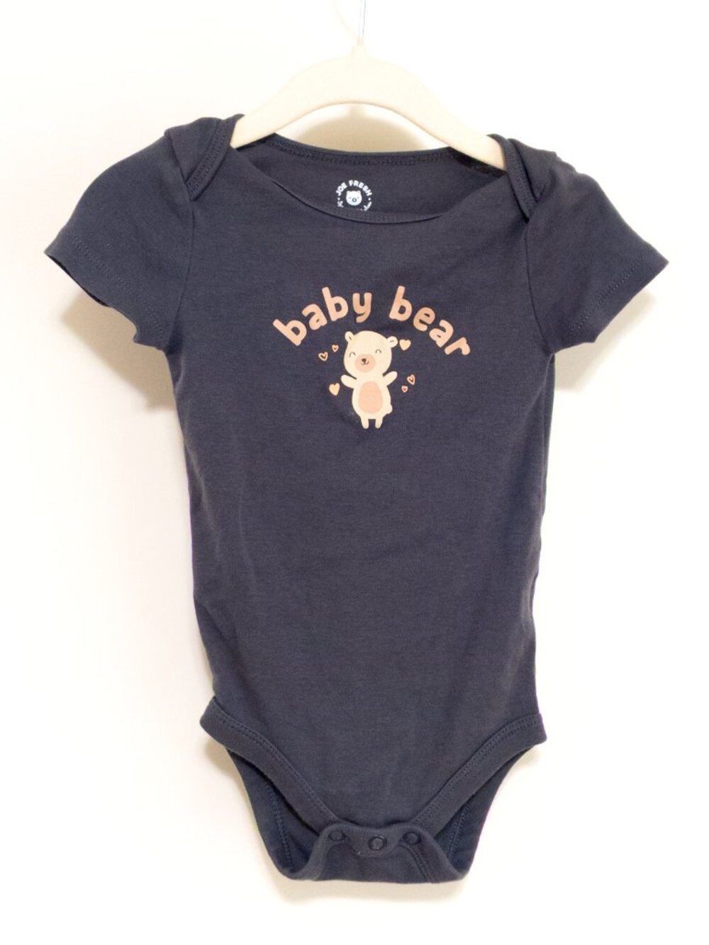 JOE FRESH Baby Bear Onesie Bodysuit 9-12m Navy Soft T-Shirt Romper Snap Unisex